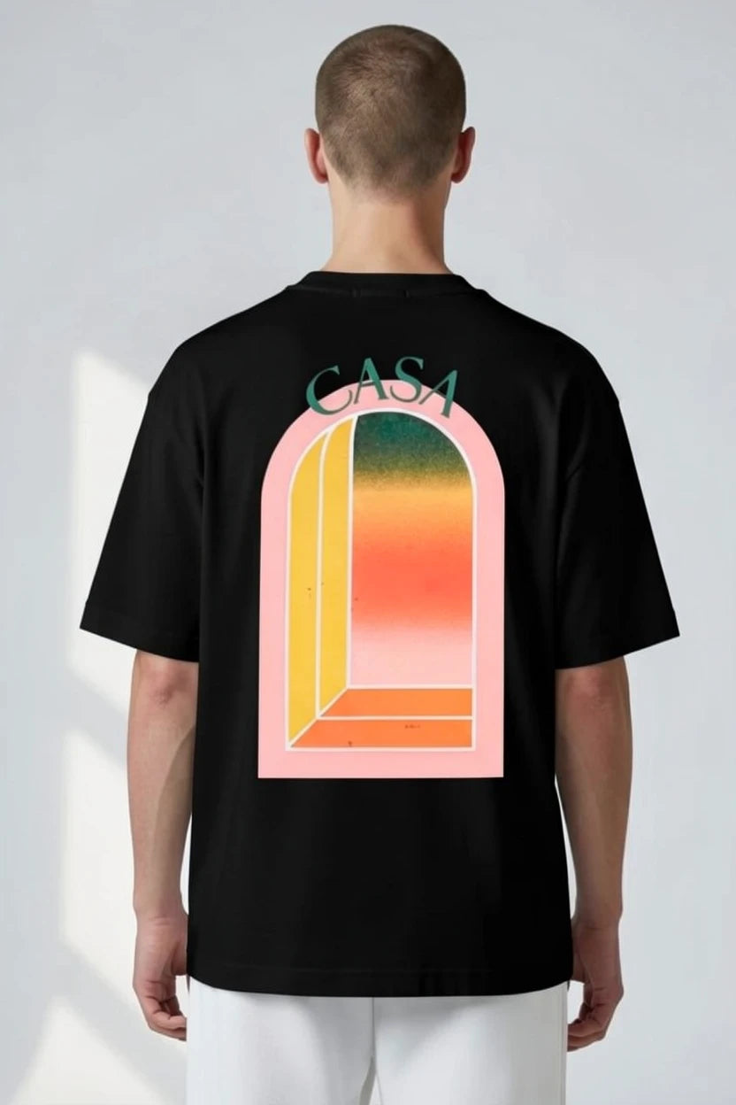 T-shirt homme Casa – Graphique "Sunset Arch" écriture verte