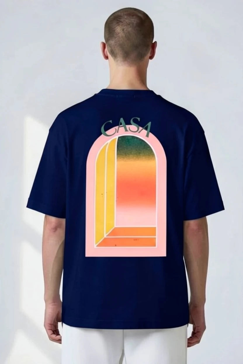 T-shirt homme Casa – Graphique "Sunset Arch" écriture verte