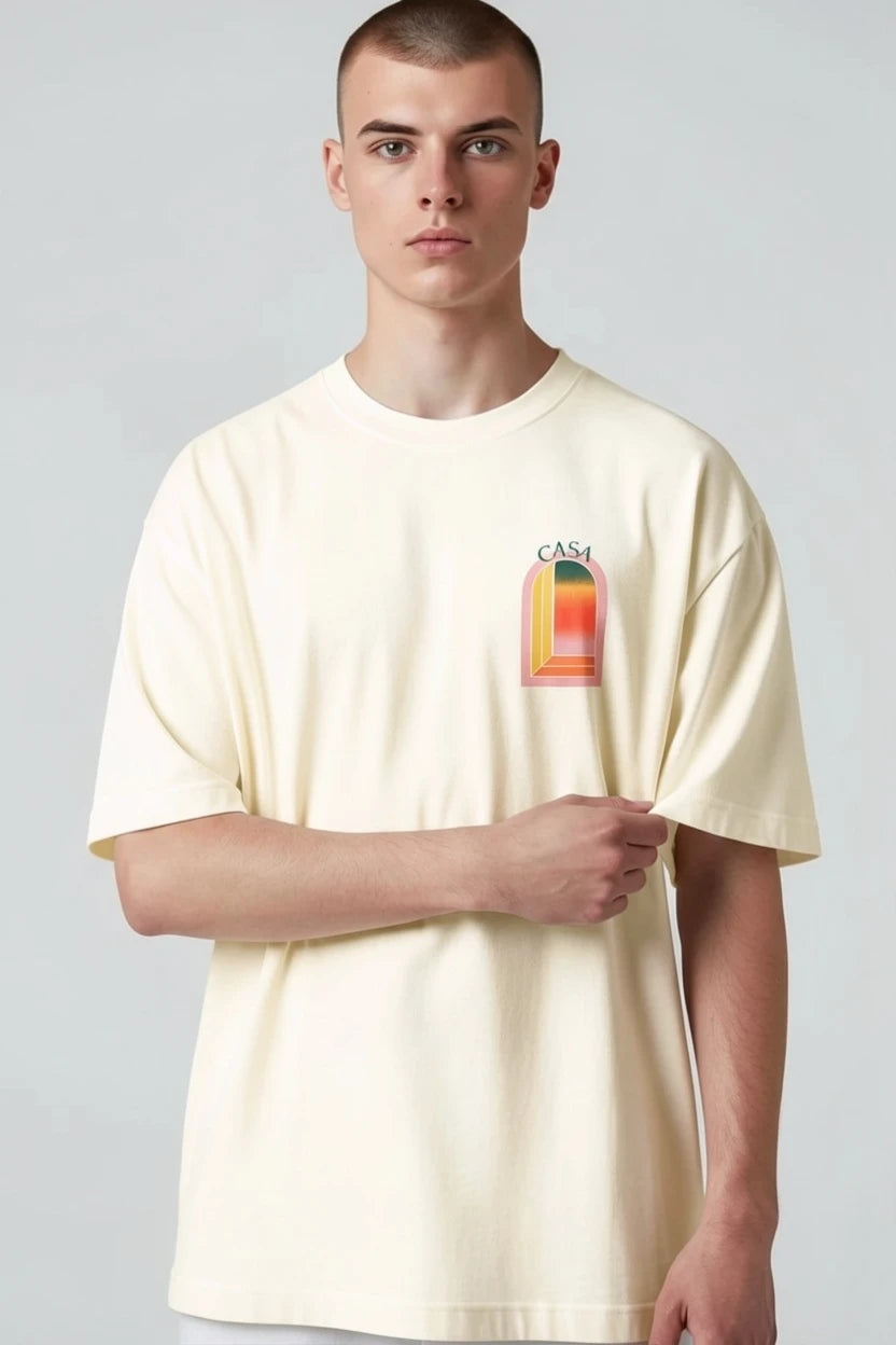 T-shirt homme Casa – Graphique "Sunset Arch" écriture verte