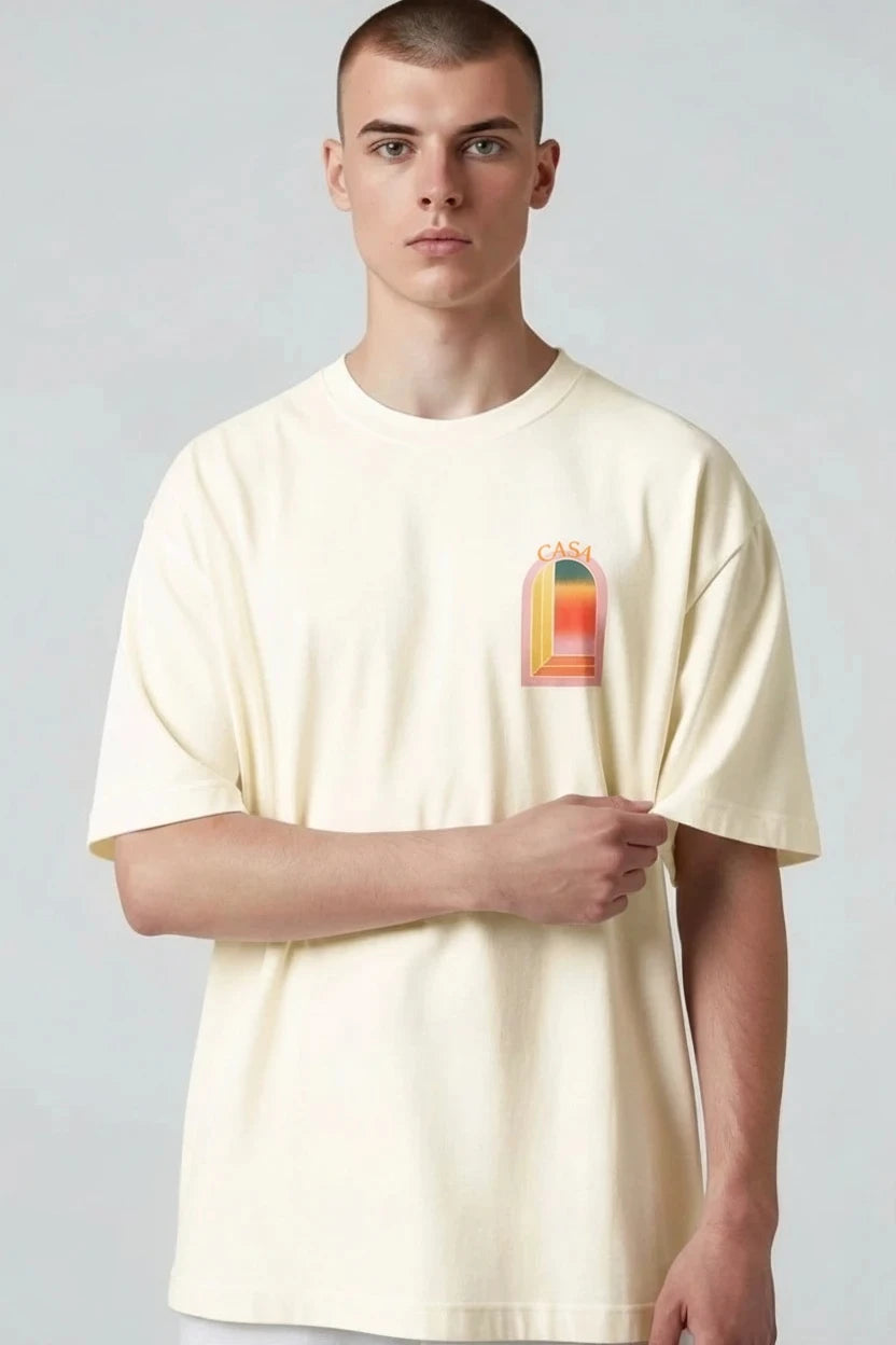 T-shirt homme Casa – Graphique "Sunset Arch" écriture orange