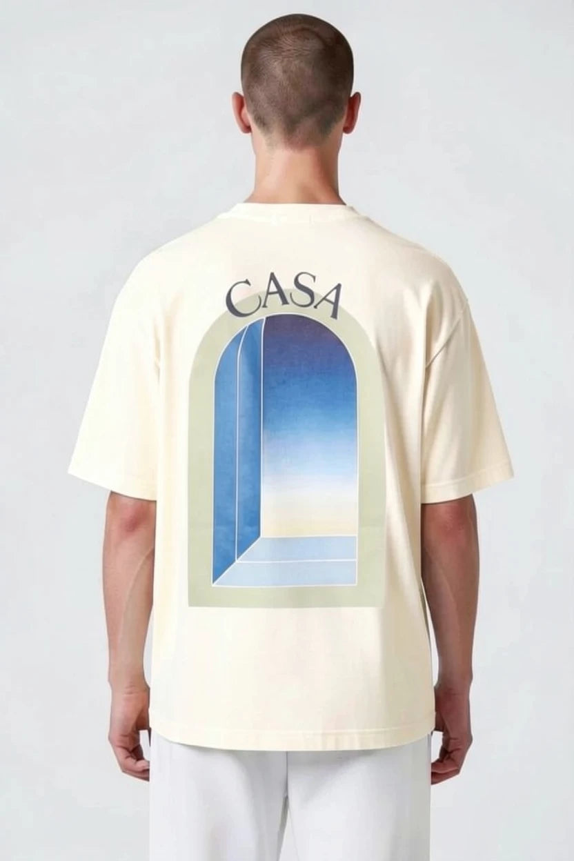 T-shirt homme Casa imprimé fenêtre verte pastel
