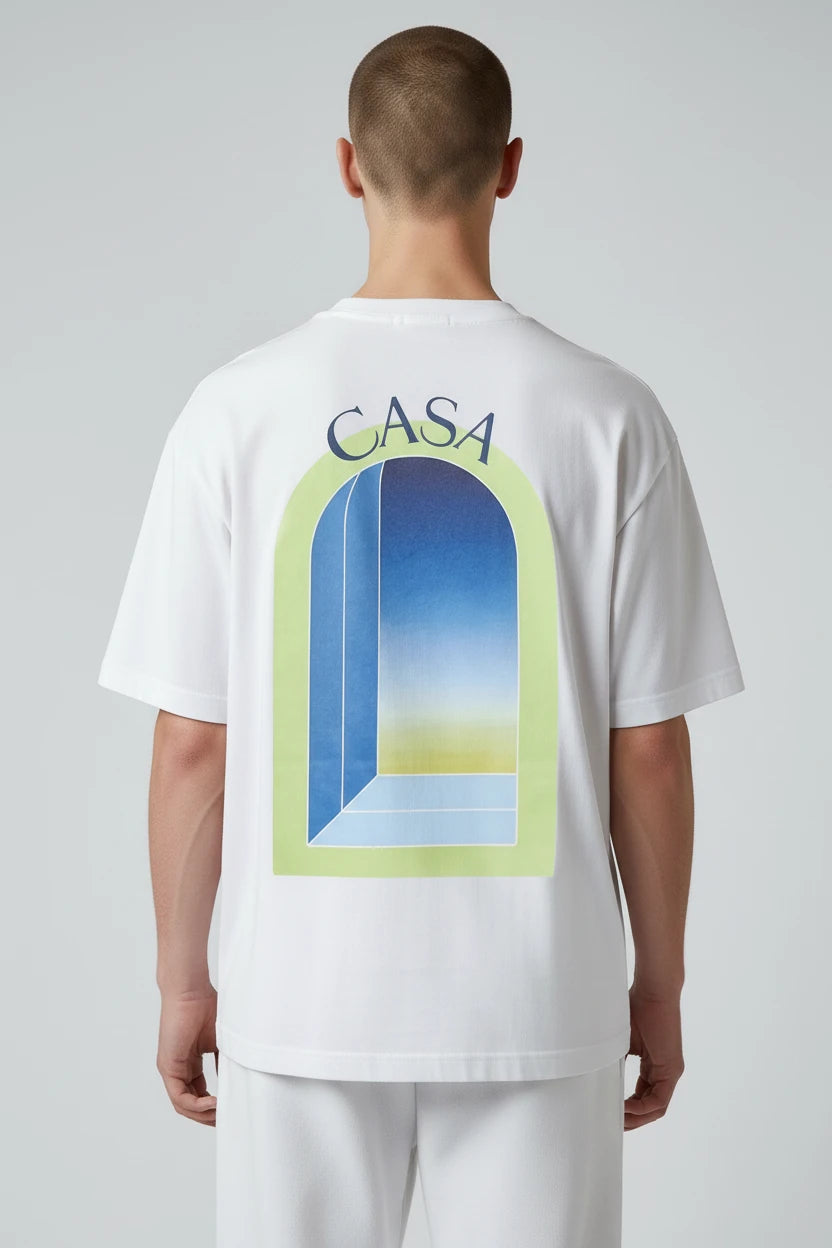 T-shirt homme Casa imprimé fenêtre verte pastel