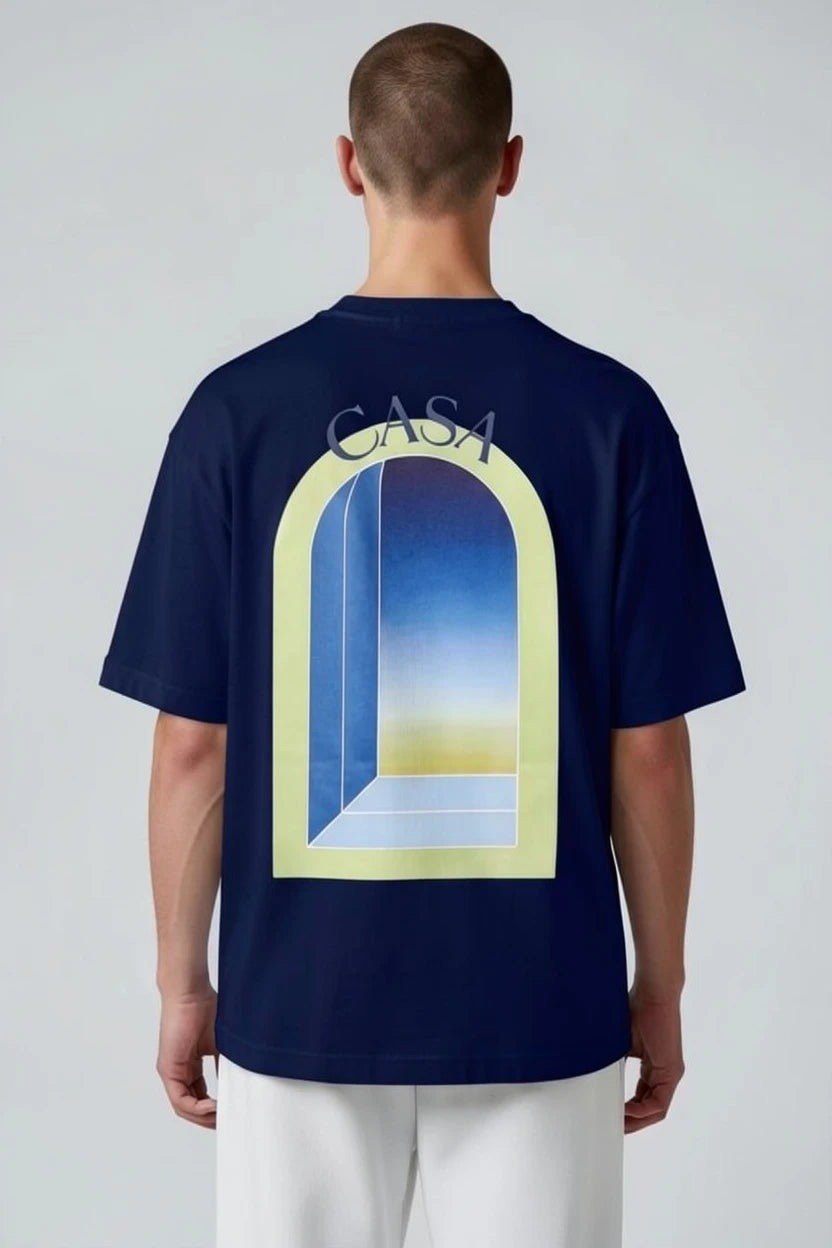 T-shirt homme Casa semi oversize imprimé fenêtre verte pastel