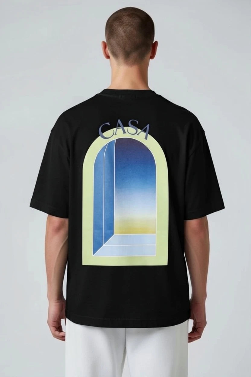 T-shirt homme Casa imprimé fenêtre verte pastel