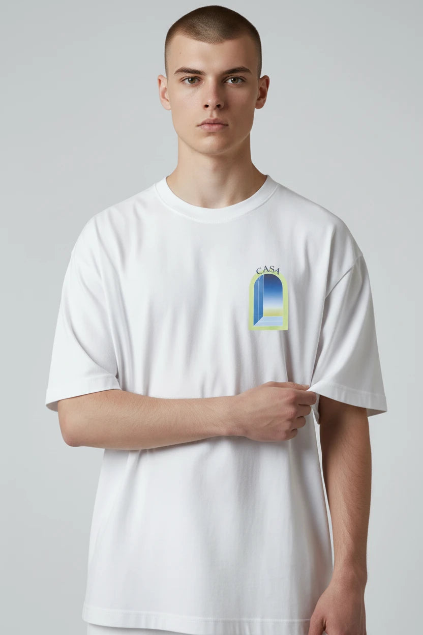T-shirt homme Casa imprimé fenêtre verte pastel