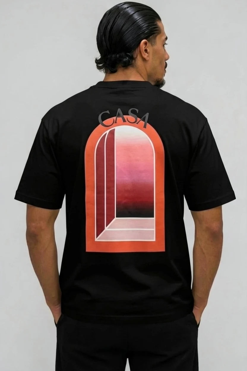 T-Shirt Graphique casa semi oversize – Édition arche Rose