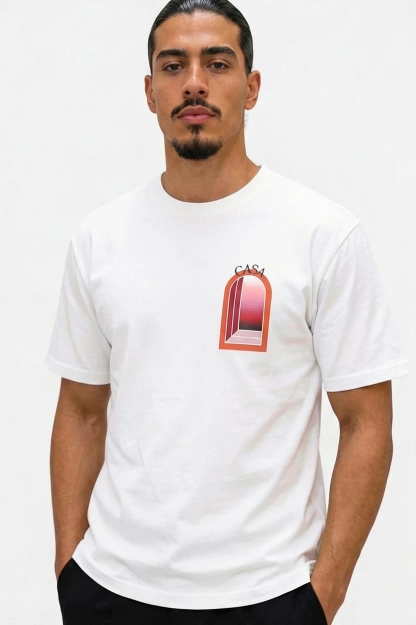 T-Shirt Graphique casa semi oversize – Édition arche Rose