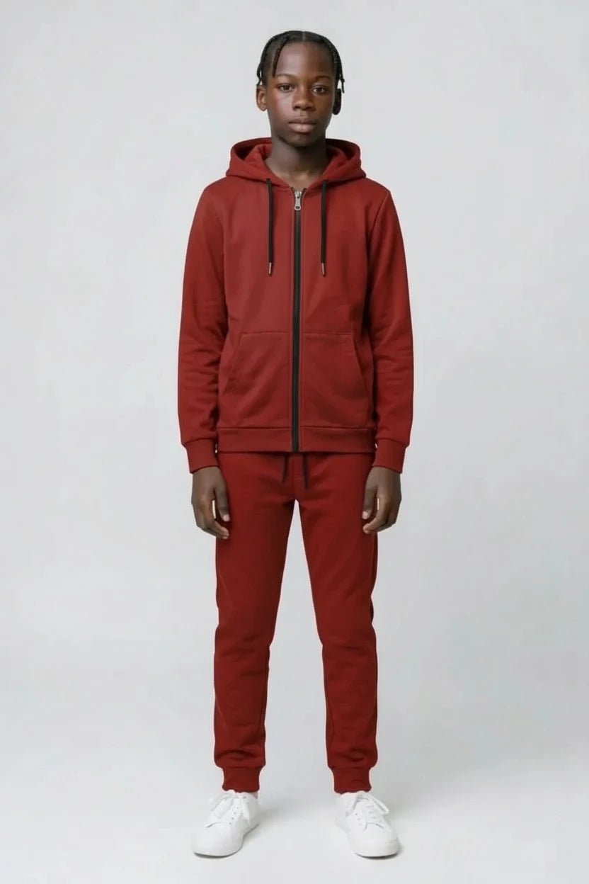 Ensemble Survêtement Enfant Uni Veste Zippée à Capuche