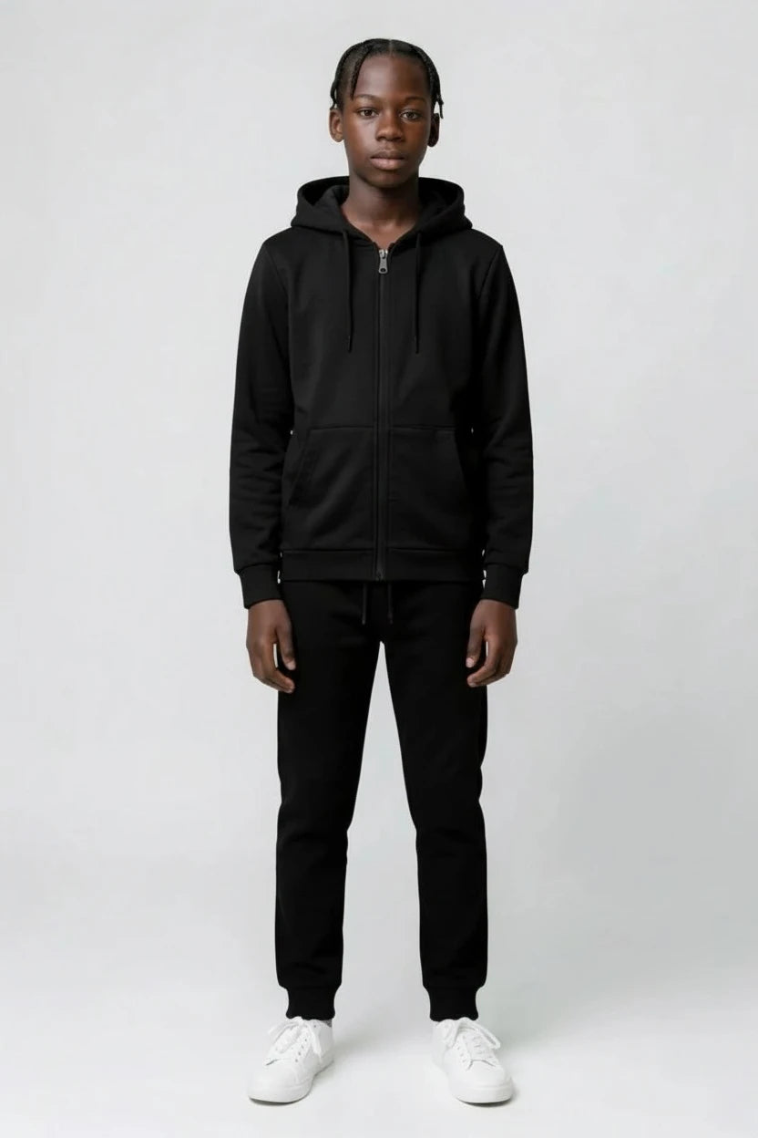 Ensemble Survêtement Enfant Uni Veste Zippée à Capuche