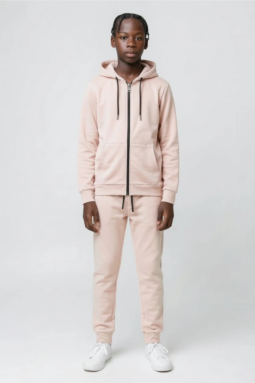 Ensemble Survêtement Enfant Uni Veste Zippée à Capuche