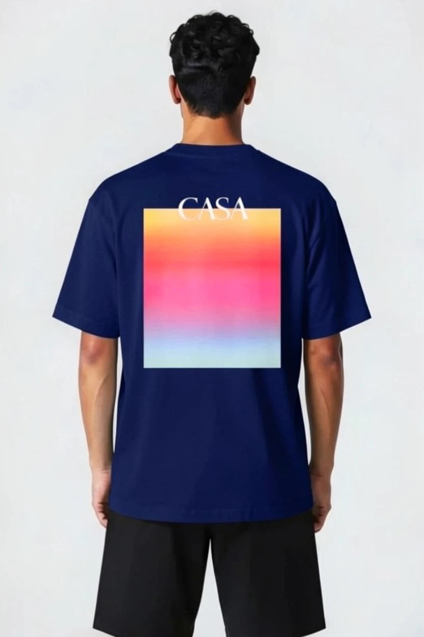 T-shirt Casa homme semi oversize – Graphique Carré Aurore