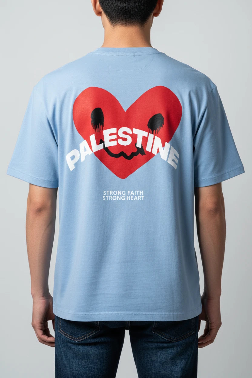 T-shirt Palestine homme imprimé cœur rouge