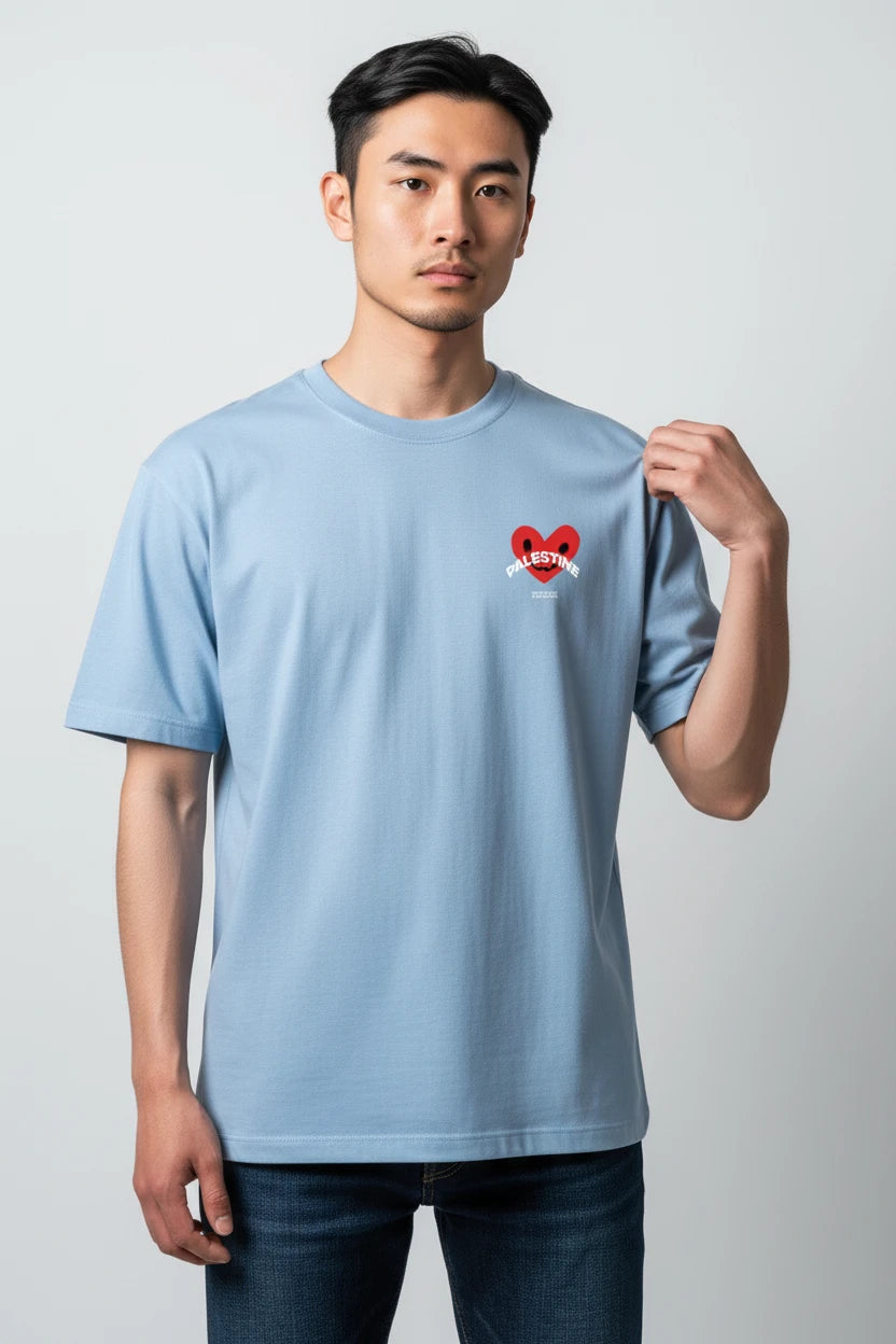 T-shirt Palestine homme imprimé cœur rouge