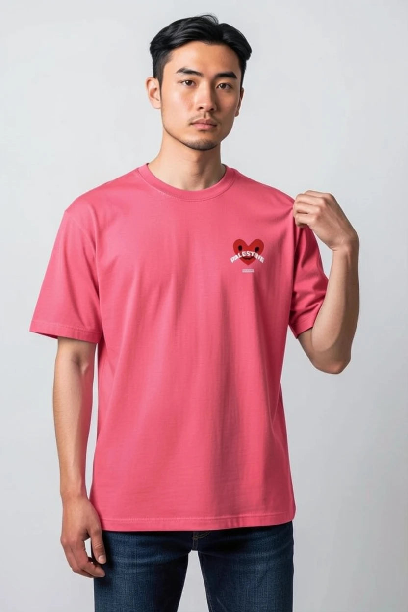 T-shirt Palestine homme imprimé cœur rouge