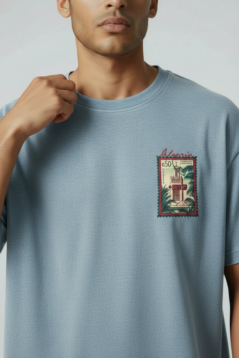 T-shirt homme Algeria 213 timbre vintage