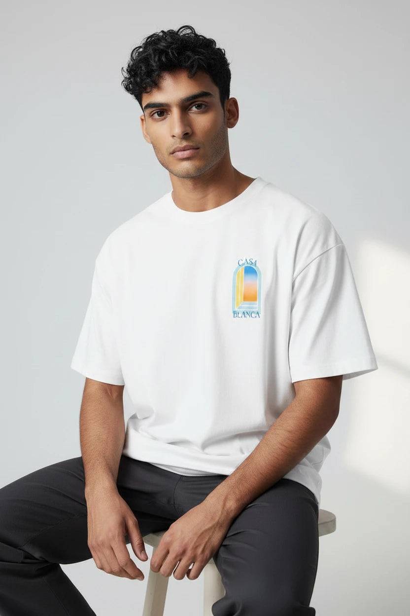 T-shirt homme Casa Blanca imprimé fenêtre graphique