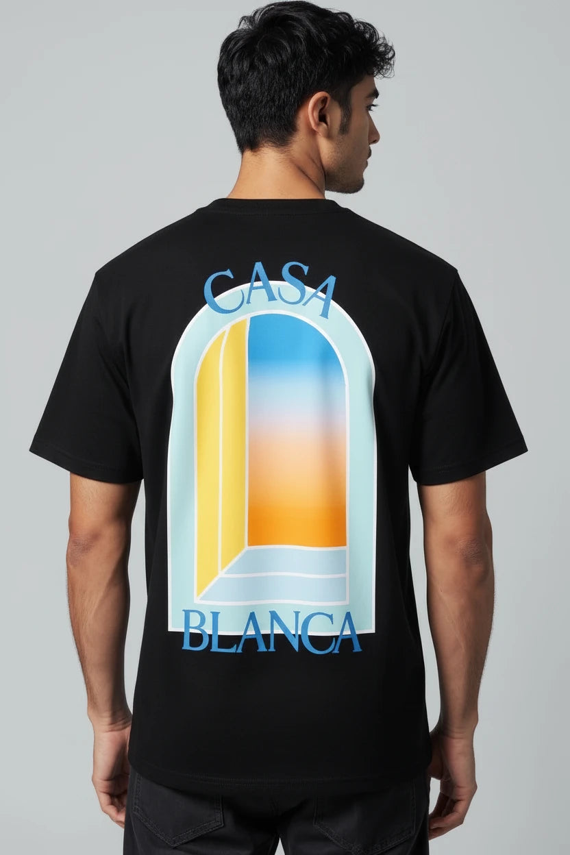 T-shirt homme Casa Blanca imprimé fenêtre graphique
