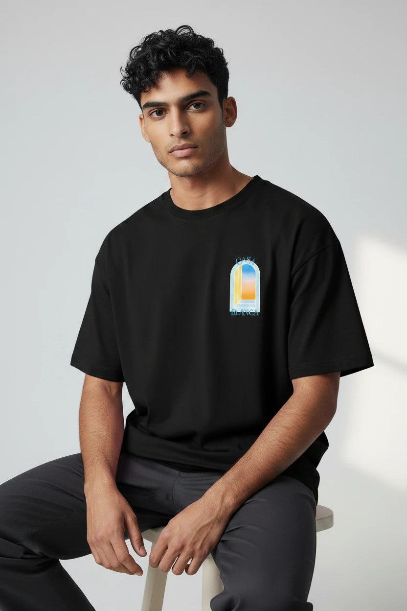 T-shirt homme Casa Blanca imprimé fenêtre graphique