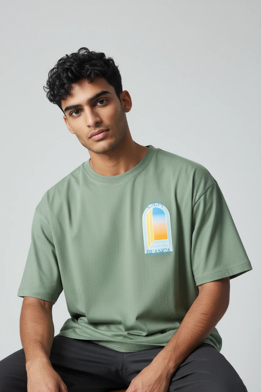 T-shirt homme Casa Blanca imprimé fenêtre graphique