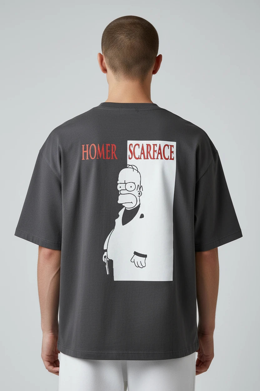 T-shirt homme Homer Scarface imprimé cartoon