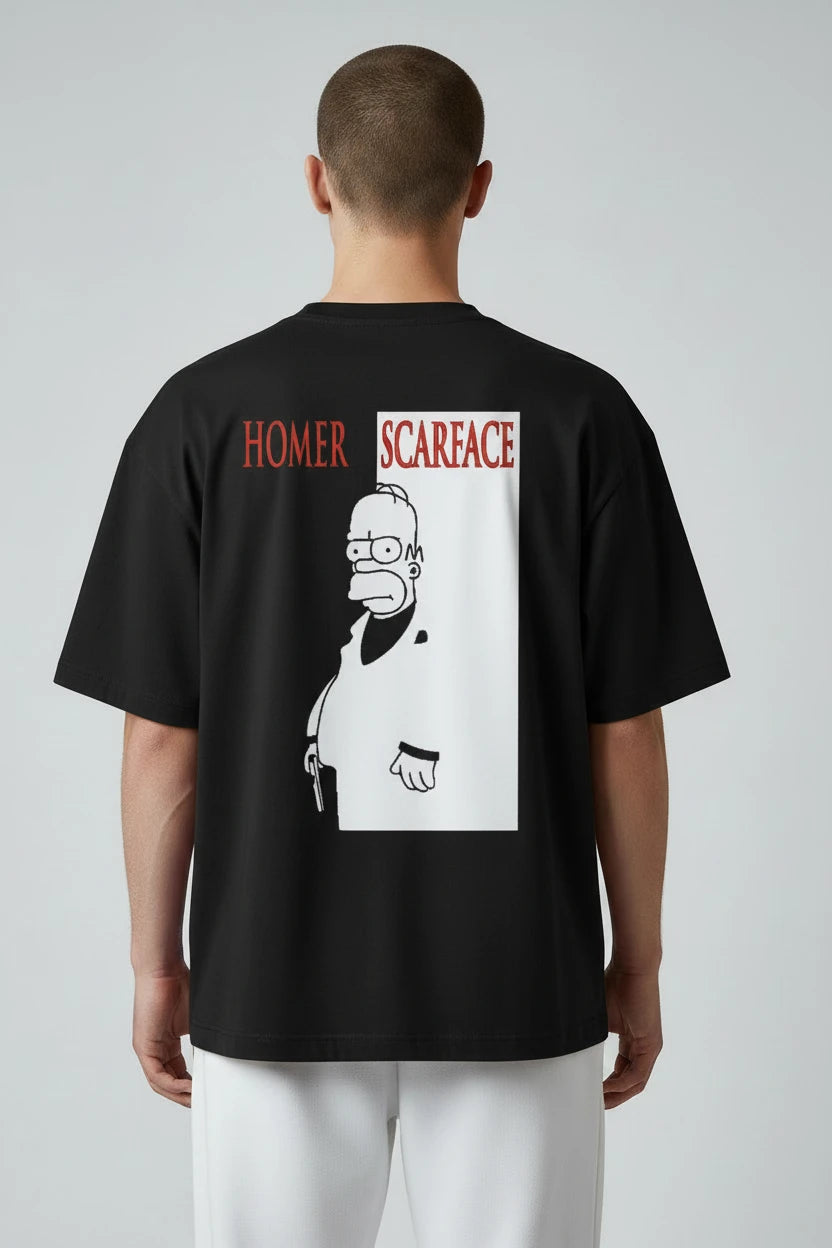 T-shirt homme Homer Scarface imprimé cartoon