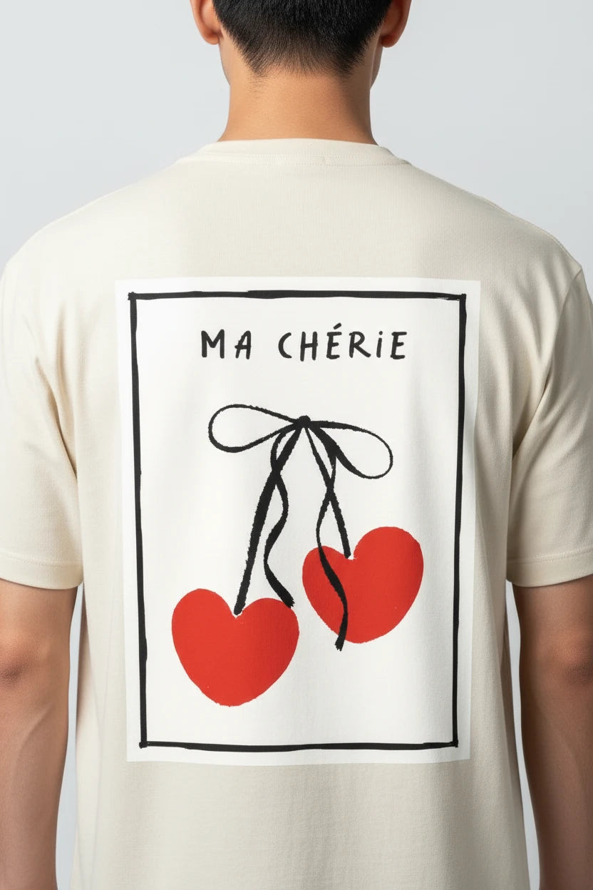 T-shirt homme Ma Chérie imprimé cerise cœur