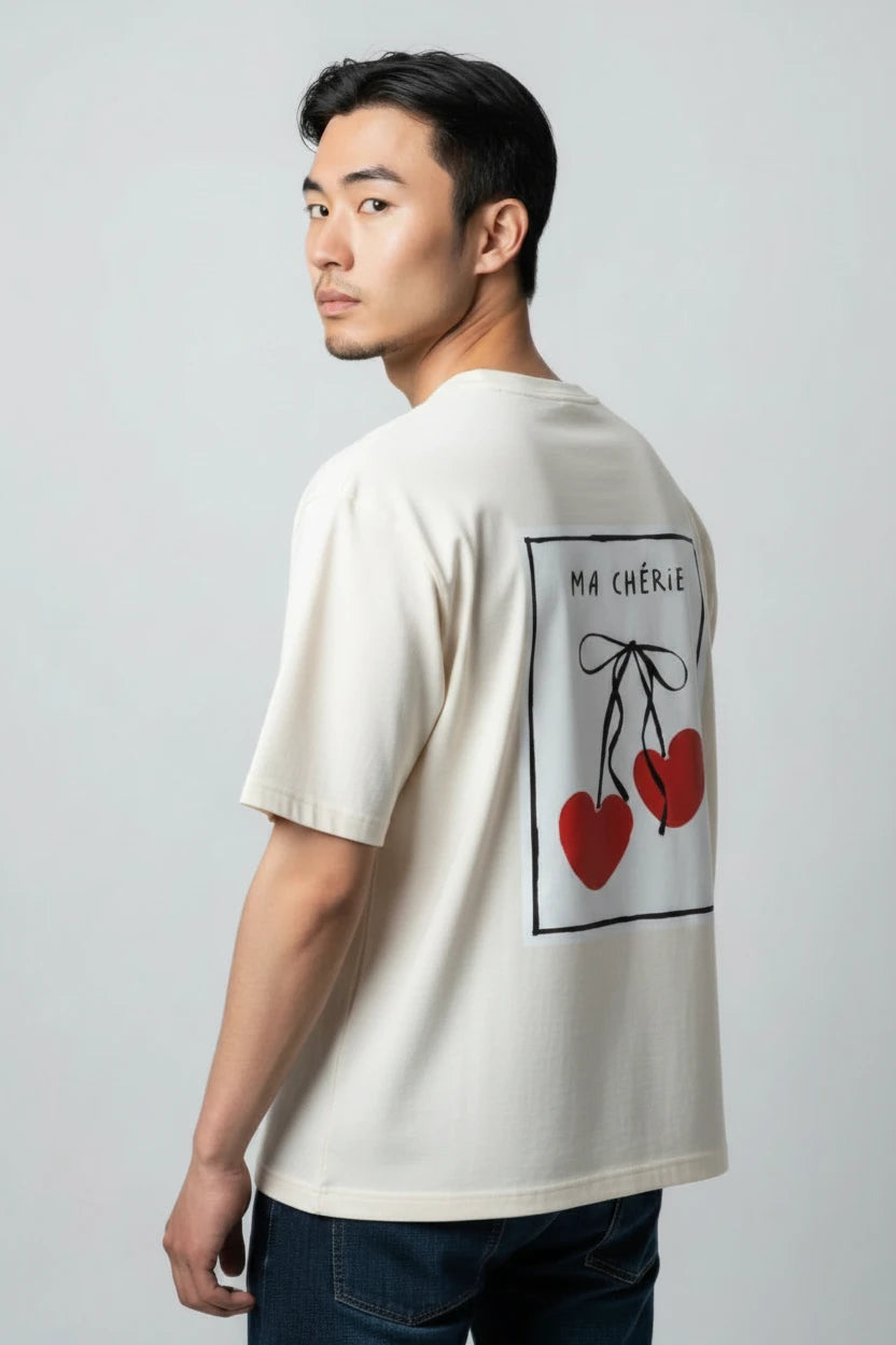 T-shirt homme Ma Chérie imprimé cerise cœur