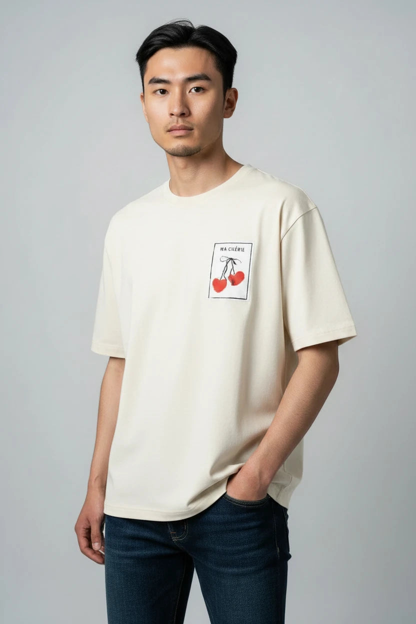 T-shirt homme Ma Chérie imprimé cerise cœur