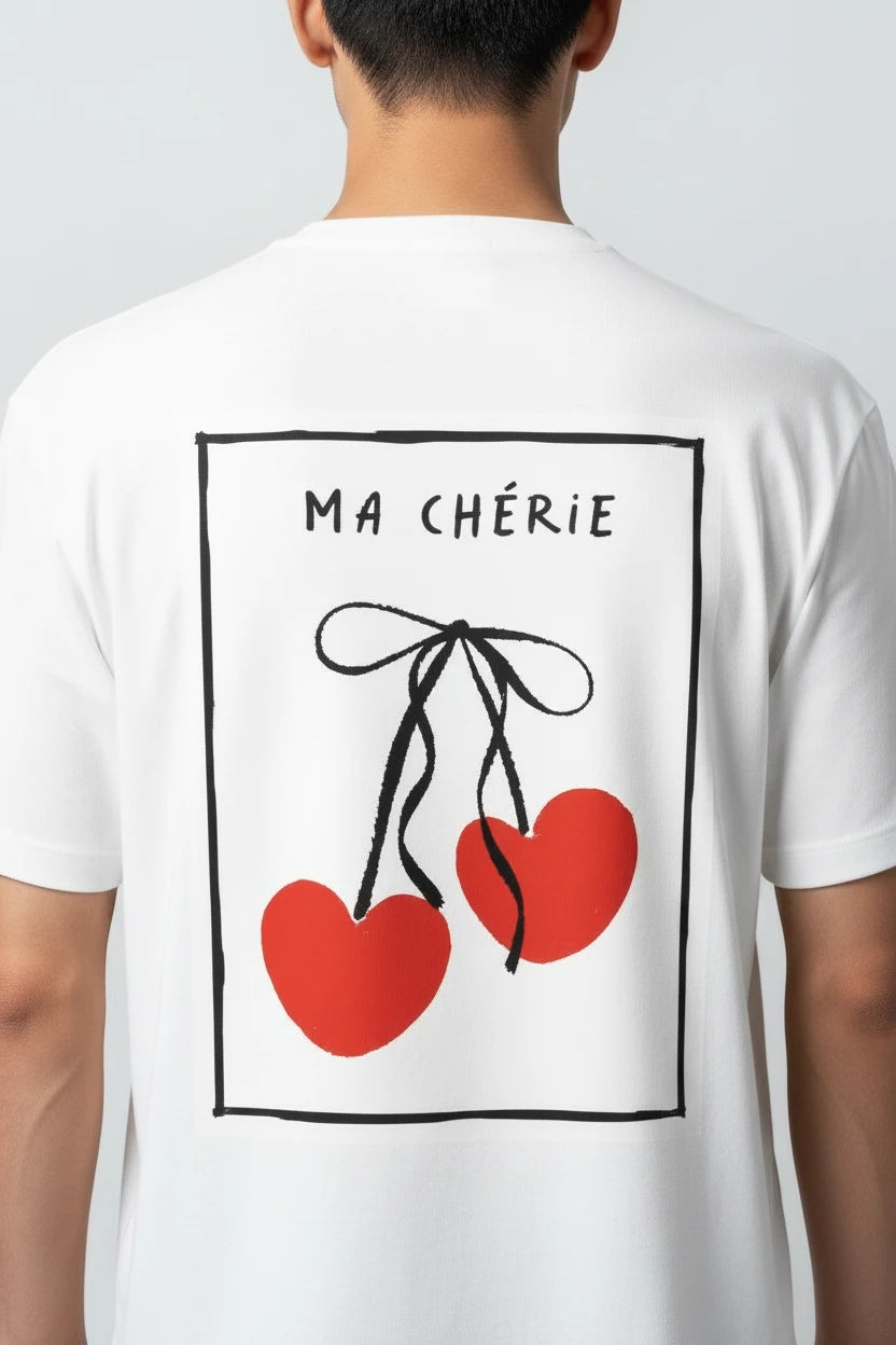 T-shirt homme Ma Chérie imprimé cerise cœur