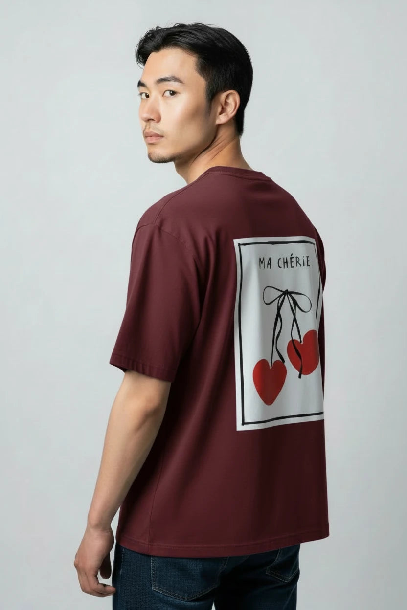 T-shirt homme Ma Chérie imprimé cerise cœur