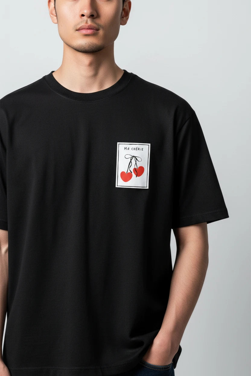 T-shirt homme Ma Chérie imprimé cerise cœur