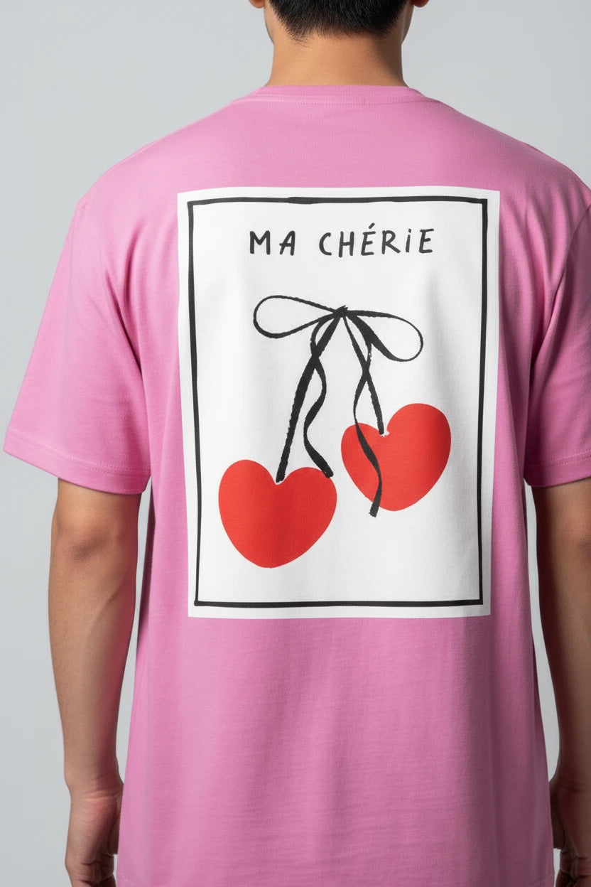 T-shirt homme Ma Chérie imprimé cerise cœur