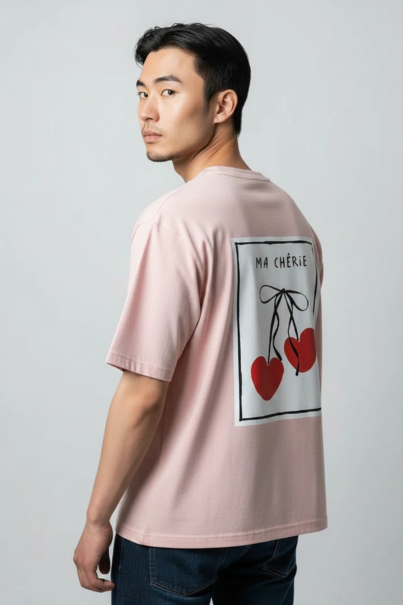 T-shirt homme Ma Chérie imprimé cerise cœur
