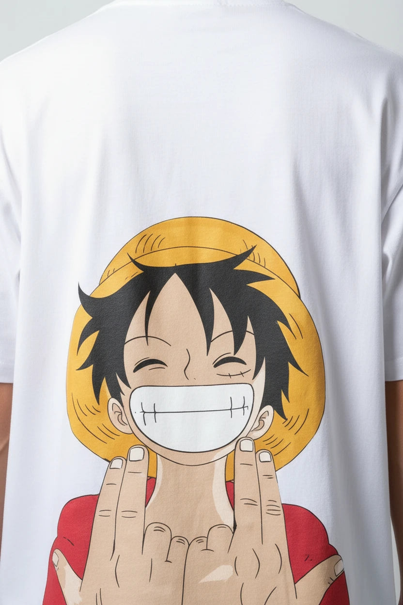 T-shirt One Piece blanc Luffy signe Jul