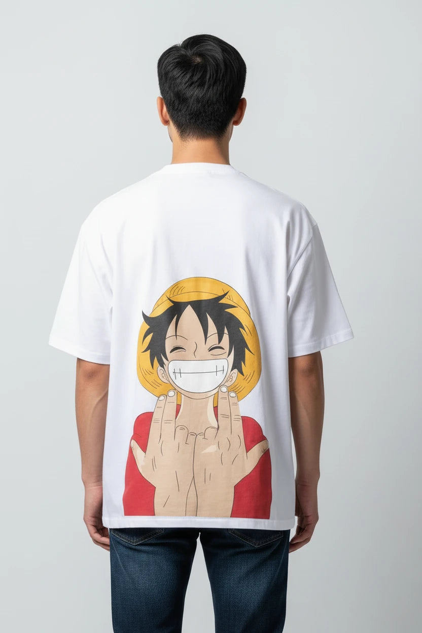 T-shirt One Piece blanc Luffy signe Jul