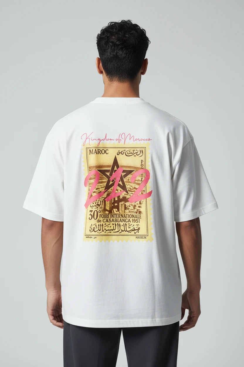 T-shirt homme Maroc 212 imprimé timbre vintage