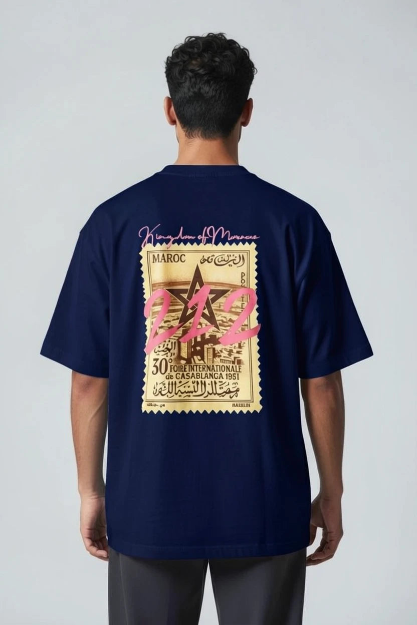 T-shirt homme Maroc 212 imprimé timbre vintage