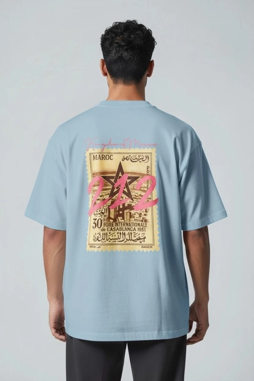 T-shirt homme Maroc 212 imprimé timbre vintage