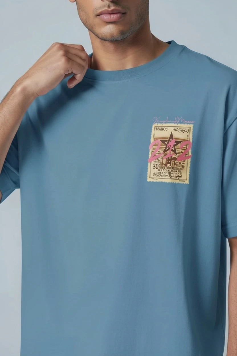 T-shirt homme Maroc 212 imprimé timbre vintage