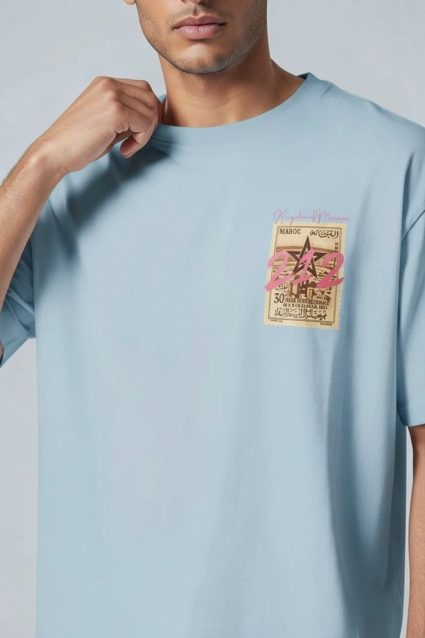 T-shirt homme Maroc 212 imprimé timbre vintage