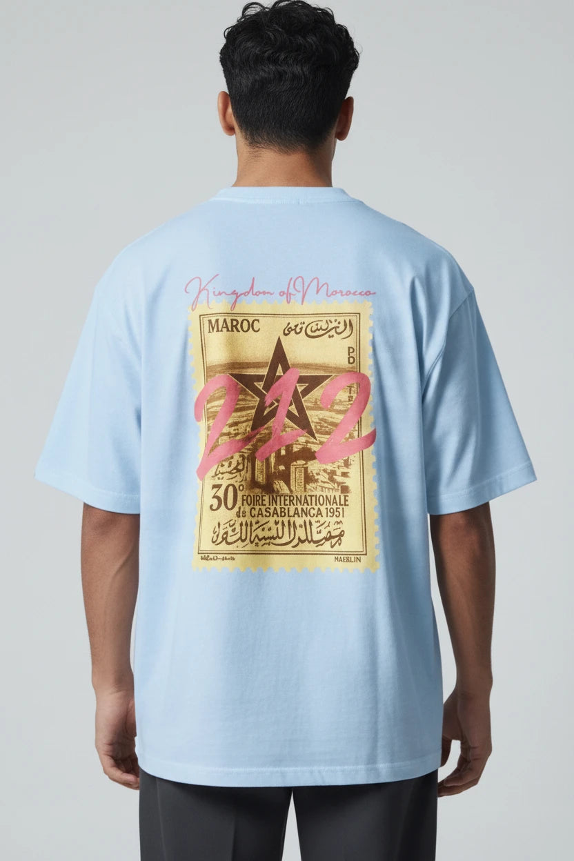 T-shirt homme Maroc 212 imprimé timbre vintage