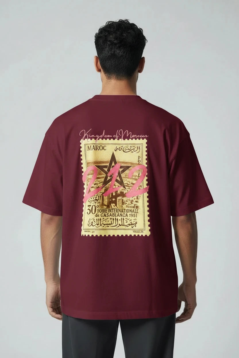 T-shirt homme Maroc 212 imprimé timbre vintage
