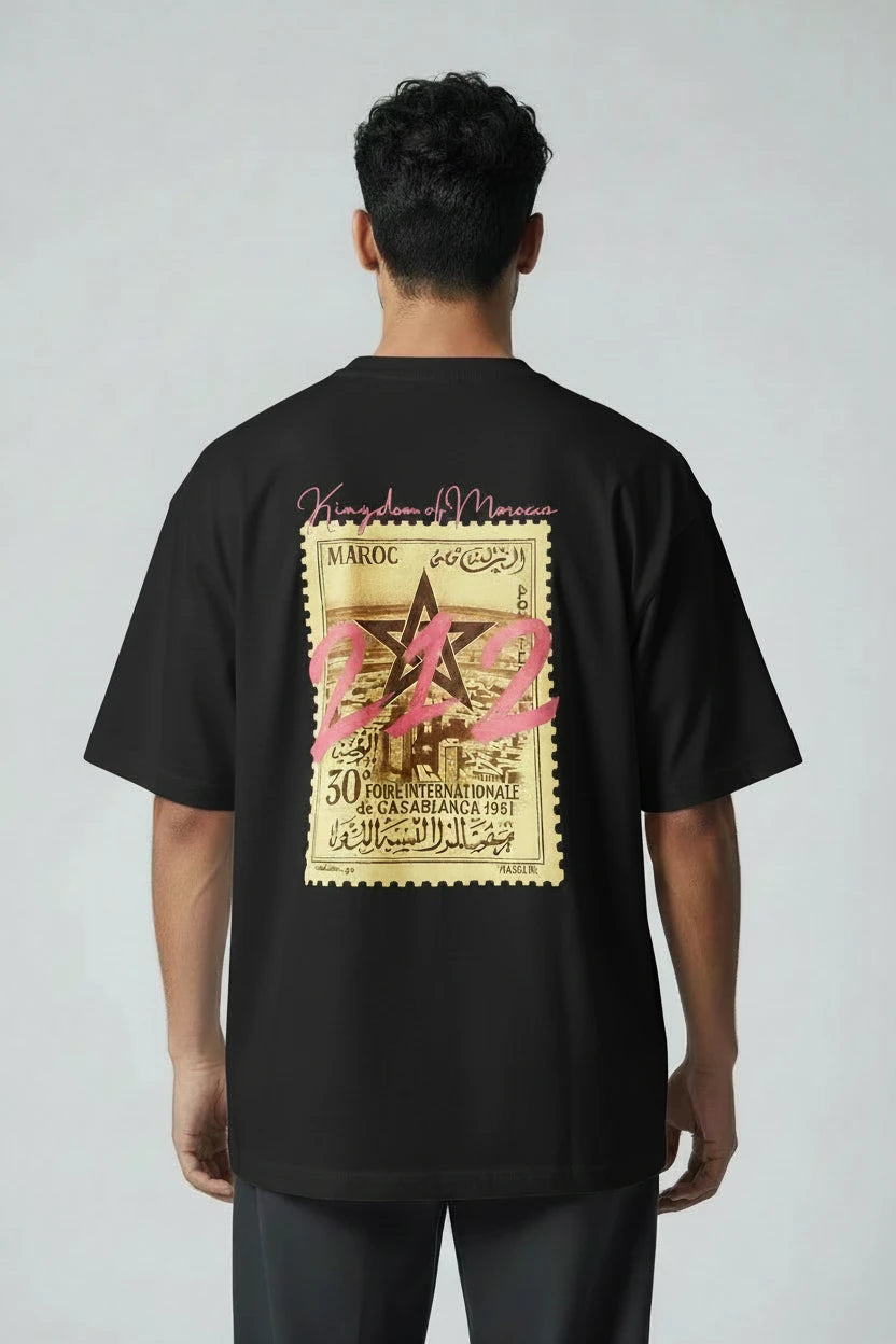 T-shirt homme Maroc 212 imprimé timbre vintage