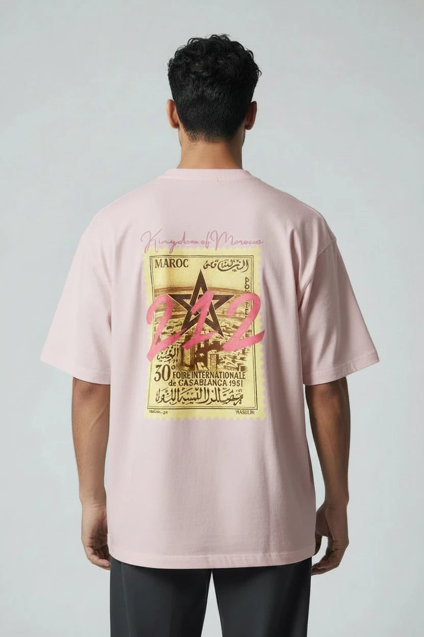 T-shirt homme Maroc 212 imprimé timbre vintage