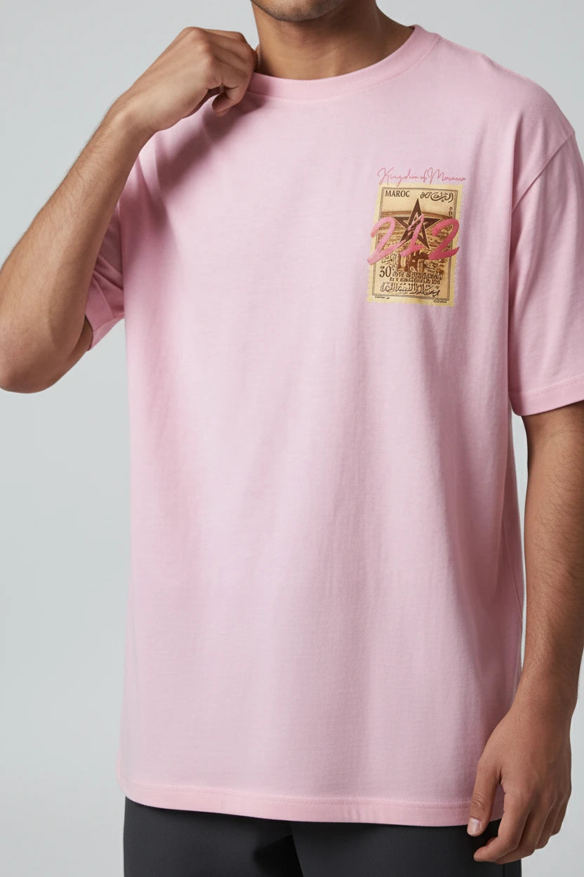 T-shirt homme Maroc 212 imprimé timbre vintage