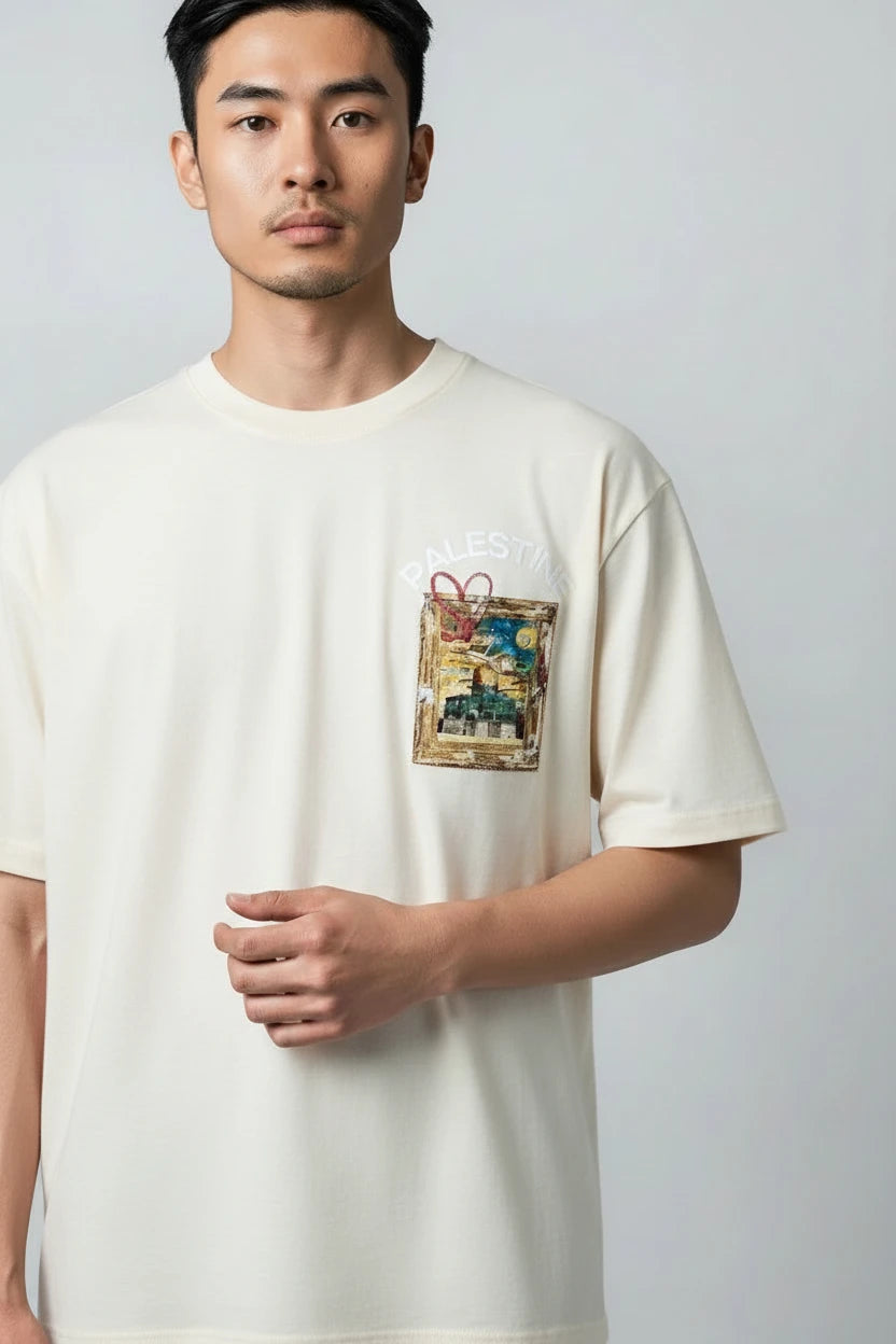 T-shirt homme Palestine imprimé mosquée