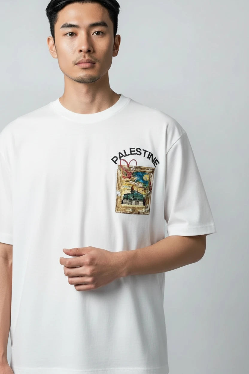 T-shirt homme Palestine imprimé mosquée