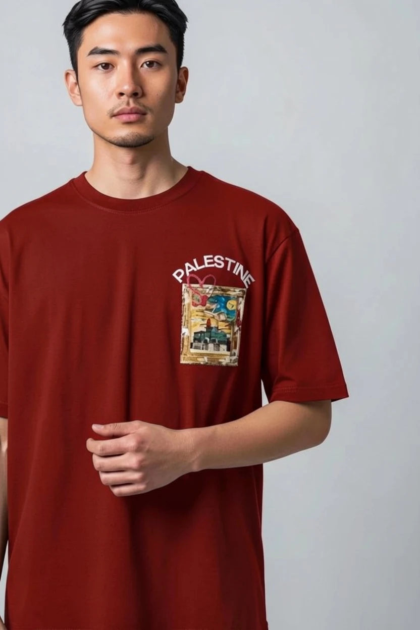 T-shirt homme Palestine imprimé mosquée