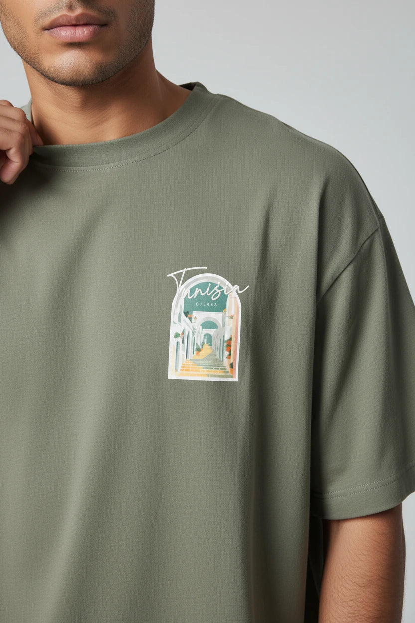 T-shirt homme Tunisie Djerba imprimé médina