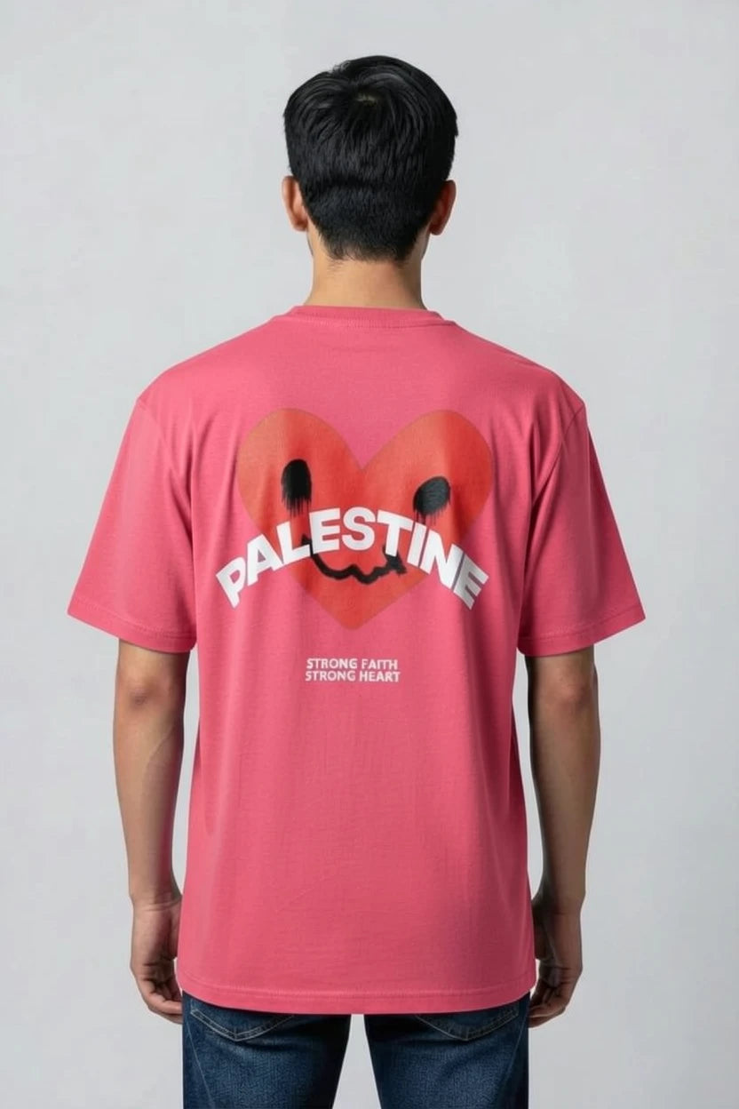 T-shirt Palestine homme imprimé cœur rouge